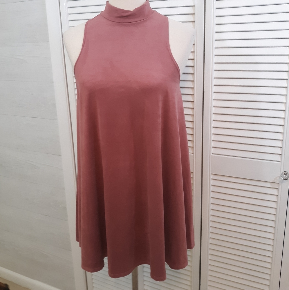 Black bead faux suede mini shift dress LG *O - Picture 4 of 7